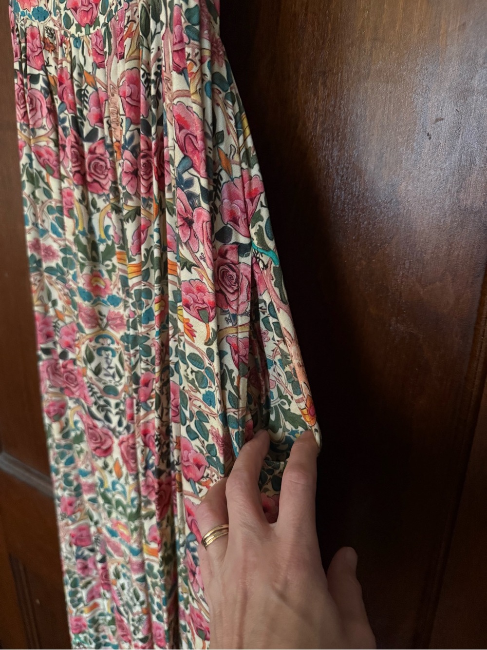 NATURAL LIFE Pink and Green Floral Maxi Dress with Spaghetti Straps - Picture 5 of 5
